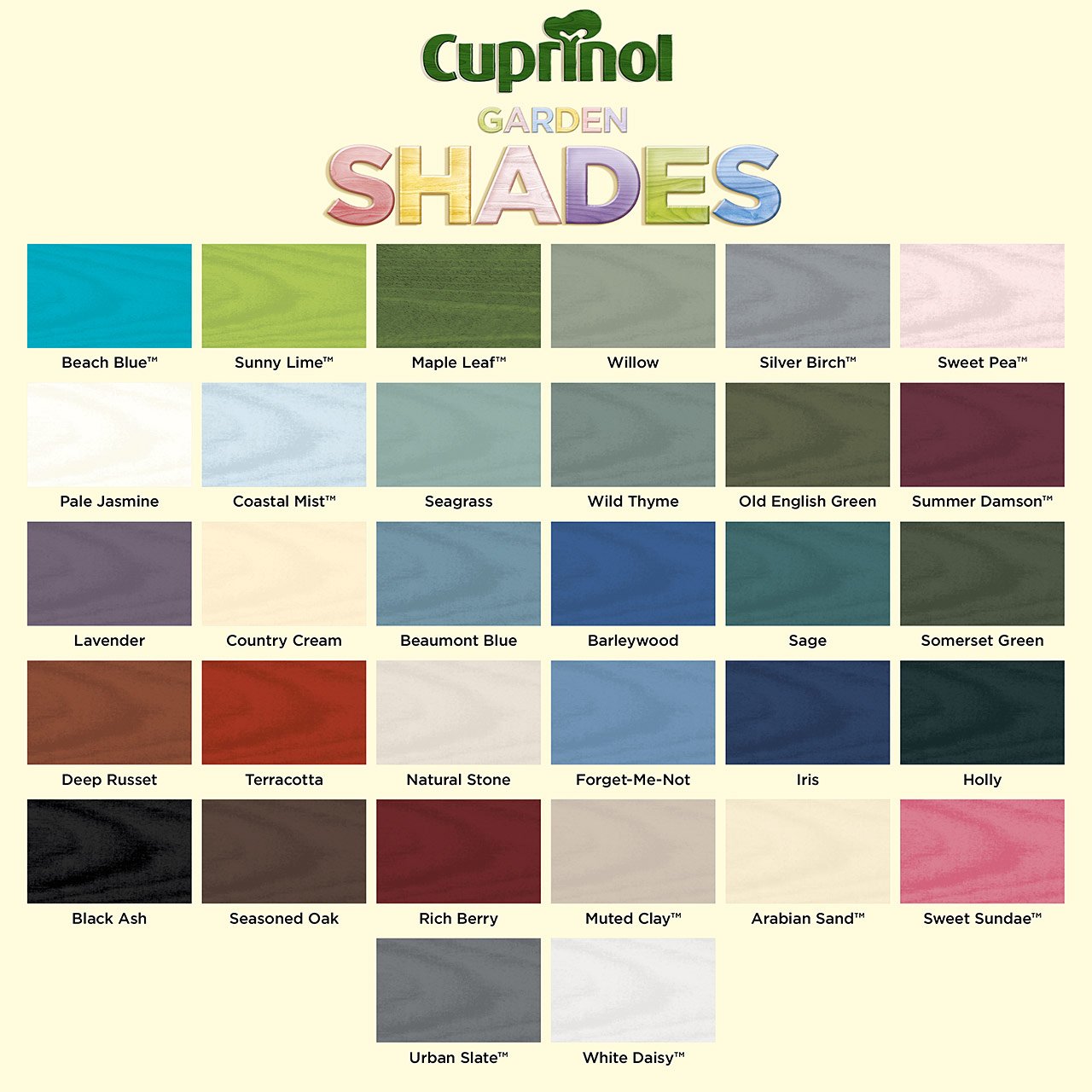 Cuprinol Garden Shades Colour Chart